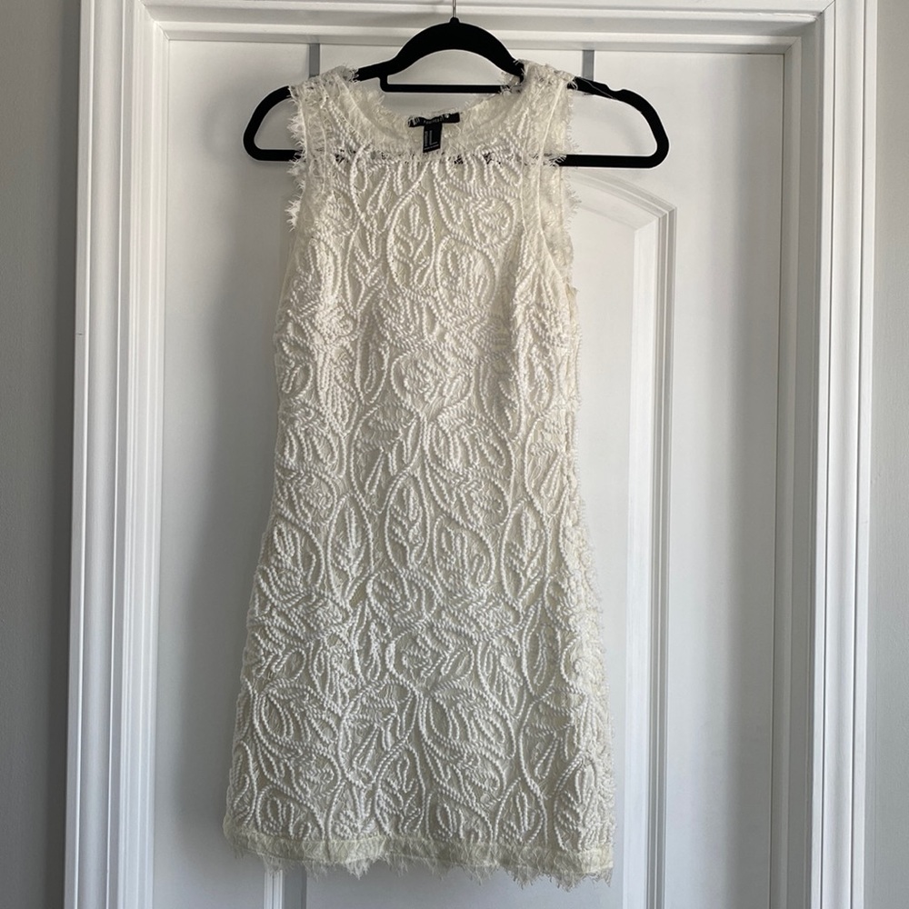 Forever 21 mesh lace detail white mini dress size medium